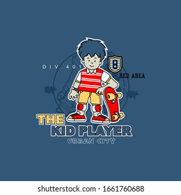 kid player, skateboarding, child, design, logo, player, t shirt
