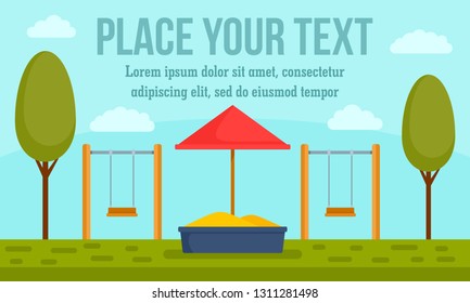 Kid playground concept banner. Flat illustration of kid playground vector concept banner for web design