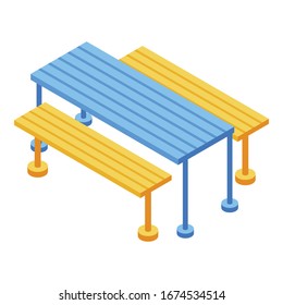 Kinderspielplatz-Desktop-Symbol. Isometrisch zur Vektorillustration von Kinderspielplätzen für Desktop-PCs für Webdesign einzeln auf weißem Hintergrund