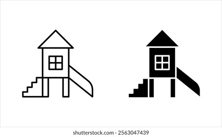 Kid playground icons set. Kindergarten outdoor recreation area icons set. vector illustration on white background