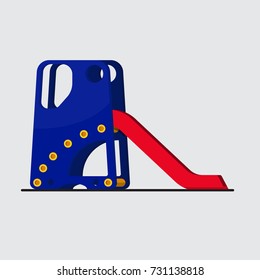 Kid playground slide of plastic vector flat design.