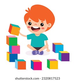 Kid Playing With Building Blocks