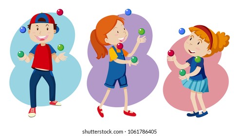 Kid are Playing colourful Juggling illustration