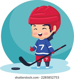 kid playing ice hockey illustration