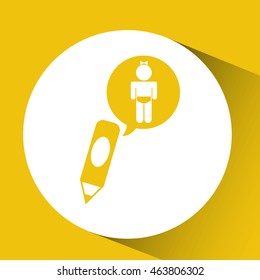 kid playing with pen icon, vector illustration