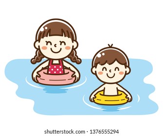Kid playing in the pool