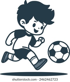 Niño jugando al fútbol ilustración de dibujos animados