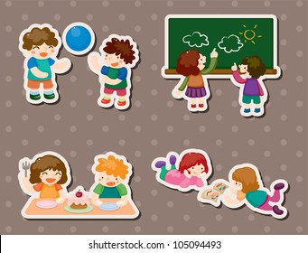 kid playing stickers