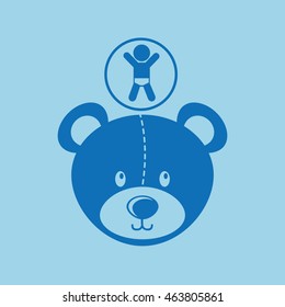 kid playing with toy icon, vector illustration