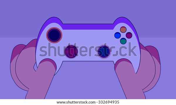 Kid Playing Video Game Dark Room Stock Vector Royalty Free