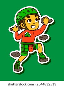 Criança Jogando Parede Escalada Doodle Adesivo Ilustração