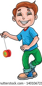  Kid playing yo yo cartoon vector