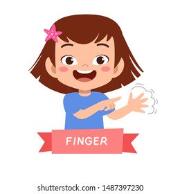 kid pointing body part vector