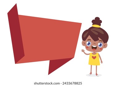 Kid Posing With Origami Speech Bubble