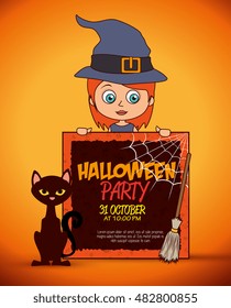 kid poster halloween party costume design isolated