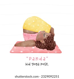 A kid practicing yoga plow pose exercises. Adorable illustration in delicate pastel colors hand drawing. Charming hand drawn captures the innocence and joy of children engaging in mindful movement.