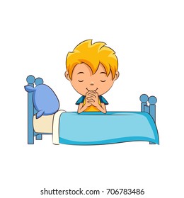 Kid Praying Beside Bed