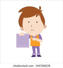 Kid Presentation Character Flat Cartoon Vector Template Design Illustration