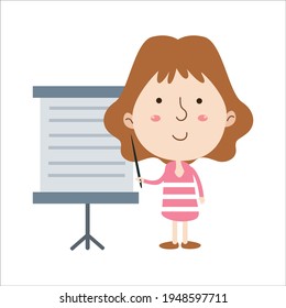 Kid Presentation Character Flat Cartoon Vector Template Design Illustration