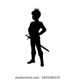 Kid prince silhouette vector flat illustration design.