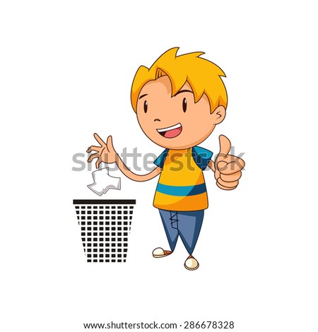 Similar – Image, Stock Photo Boy putting litter in recycling box