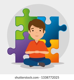 kid with puzzles to autism awareness day