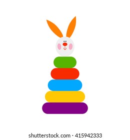 Kid pyramid on white background. Isolated baby toy.