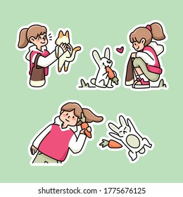 kid rabbit and carrot cute cartoon illustration 