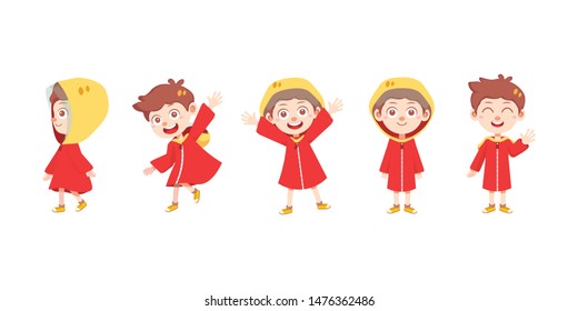 kid in the rain hood isolated vector character