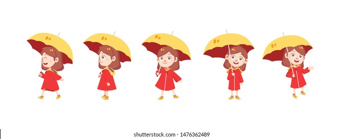 kid in the rain hood isolated vector character