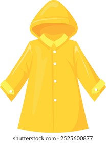 Chubasquero de niño. Icono amarillo de la ropa de la historieta de la chaqueta aislado en el fondo blanco