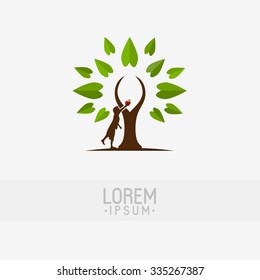 Kid Reaching Tree Logo Design