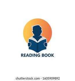 Kid Reading Book Logo Template Design