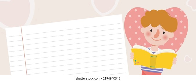lectura de libros para niños, de vuelta a la escuela, concepto educativo, plantilla para folletos publicitarios, texto, niños y marco, niño y marco,Ilustración vectorial, niños felices con dibujos animados.Ilustración
