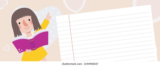 kid reading books, back to school, education concept, Template for advertising brochure, your text,Kids and frame,child and frame,Vector Illustration, cartoon happy children.Illustration