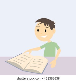 kid reading a book-vector