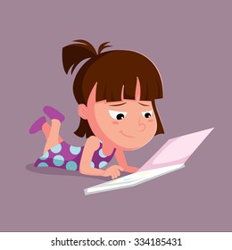 Kid reading a book.Vector and illustration
