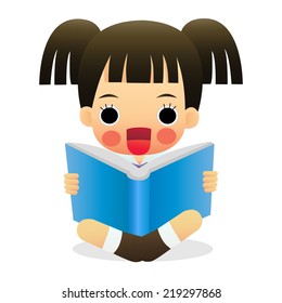 kid reading open book sitting on floor