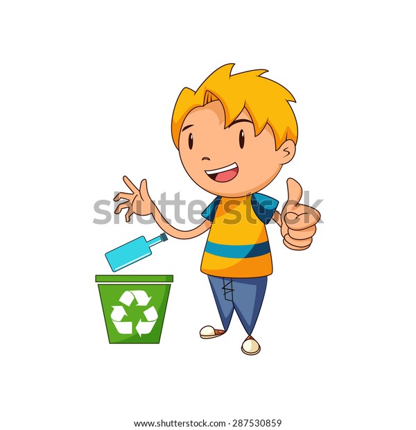 Kid Recycling Glass Vector Illustration Stock Vector (Royalty Free ...