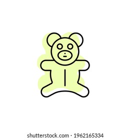 Kid reddy bear with color shadow vector icon in amusement set