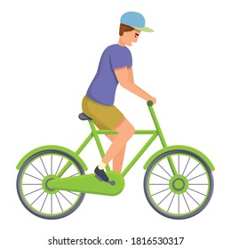 Kid ride bike icon. Cartoon of kid ride bike vector icon for web design isolated on white background
