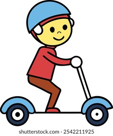Un niño está montando un Arte vectorial de scooter 