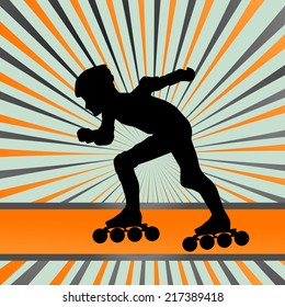 Kid roller skating vector background concept