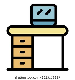 Kid room desktop icon. Outline kid room desktop vector icon color flat isolated
