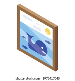 Kid room wall picture icon. Isometric of kid room wall picture vector icon for web design isolated on white background