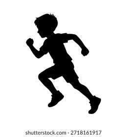 Kid Runner silhouette icon vector illustration on white background