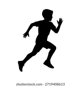 Kid runner silhouette vector flat illustration design.