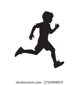 Ilustración vectorial de la silueta del corredor del niño en el fondo blanco