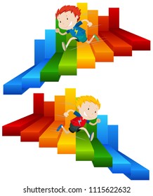 Kid Running at Colourful Stair illustration