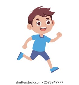 Kid running energetic happy motion outdoor